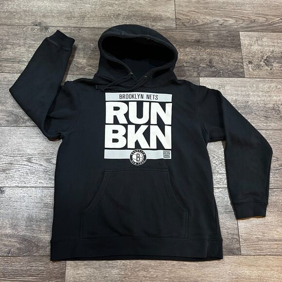 Fanatics Brooklyn Nets Black White RUN-CTY RUN DMC Pullover Hoodie - Men's Large - Picture 1 of 5